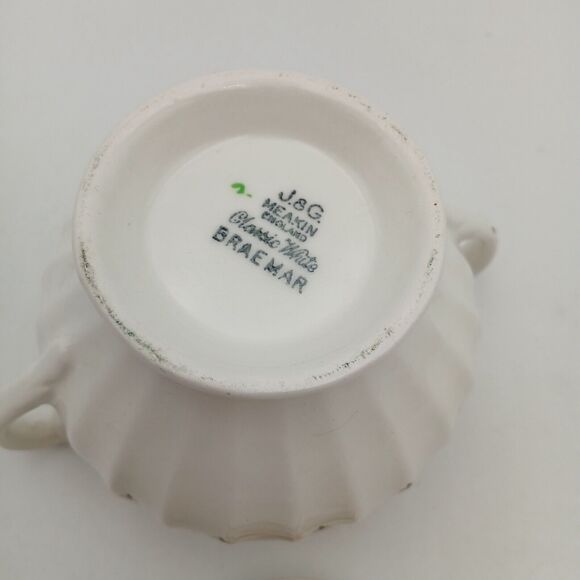 J & G Meakin Braemar Creamer & Sugar Bowl England scalloped floral Classic White - Picture 9 of 14